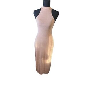 Boohoo Rose Gold Halter Maxi Bodycon Dress Size 10